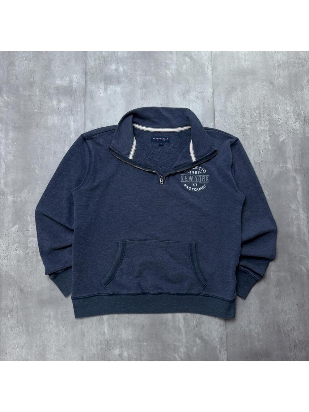 Y2K Navy Aeropostale Grunge Skater Quarter Zip Sweater